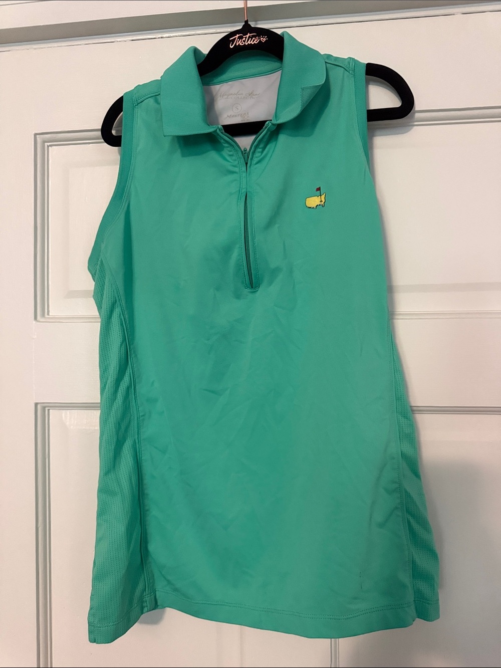 Masters Mint Green Sleeveless Polo Tank with Zip Placket